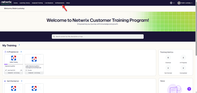 Learner Dashboard Achievements