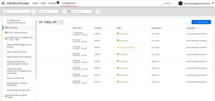 NIM Job Execution page confirming jobs are running nominally